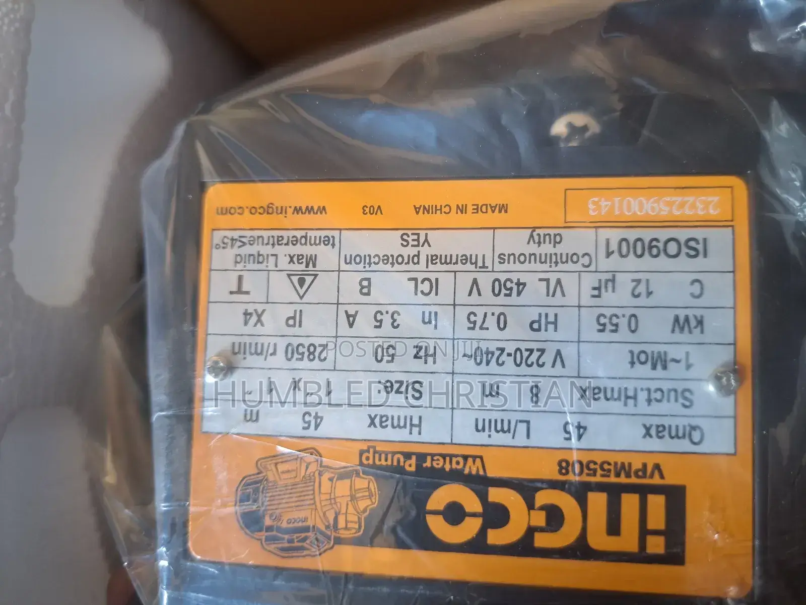 0.75hp Incco Pressure Surface Pump