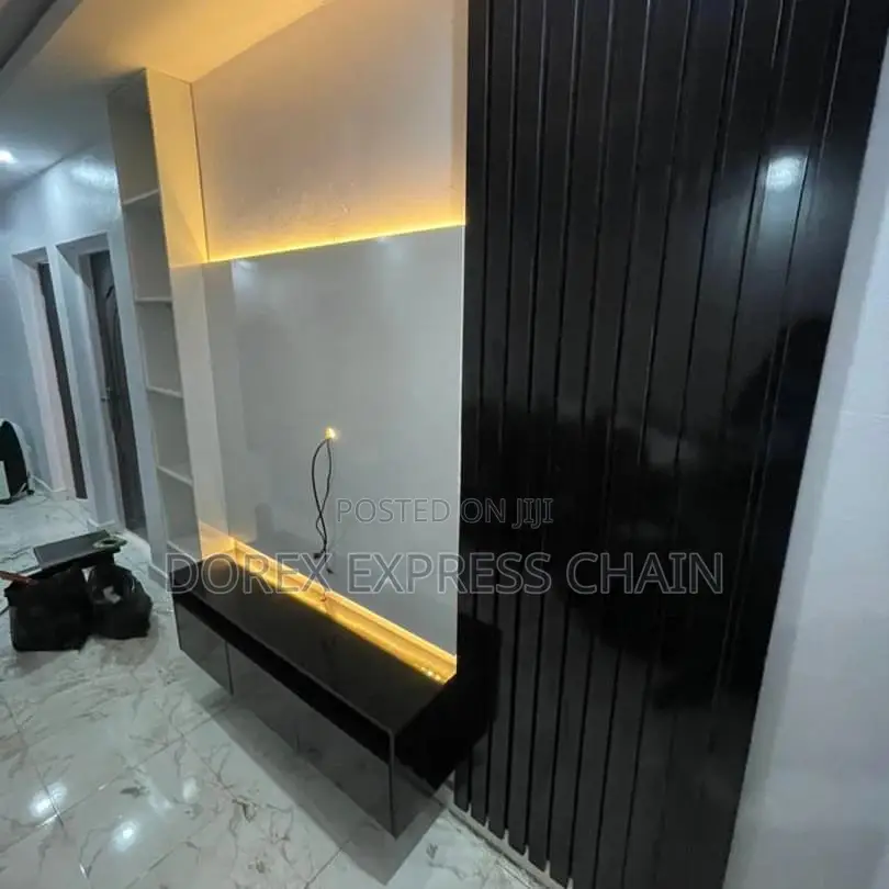 Glossy TV Console With Integrated LED Lighting