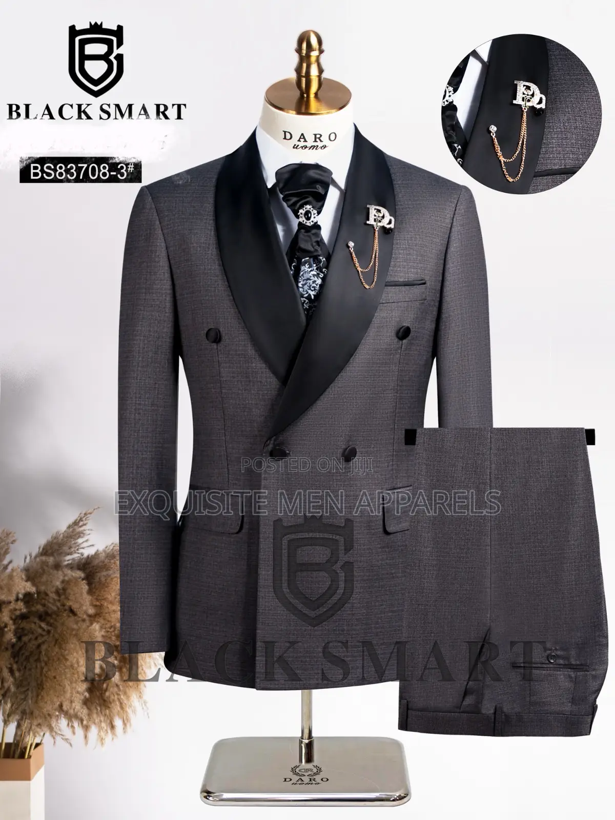 Shawl Lapel Black Smart Turkish Tuxedo Suit for Men