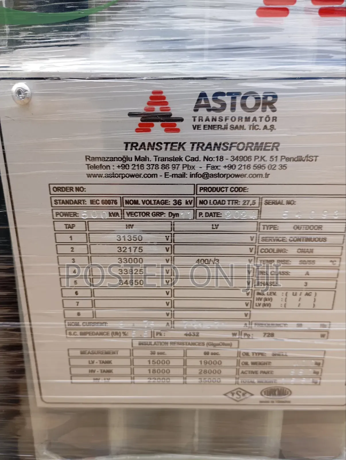 500kva/33kv Astor High Quality Transformer With 100% Copper