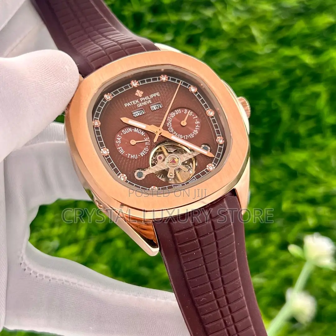 Patek Philippe Quality Luxury Men Rubber Strap Wristwatch