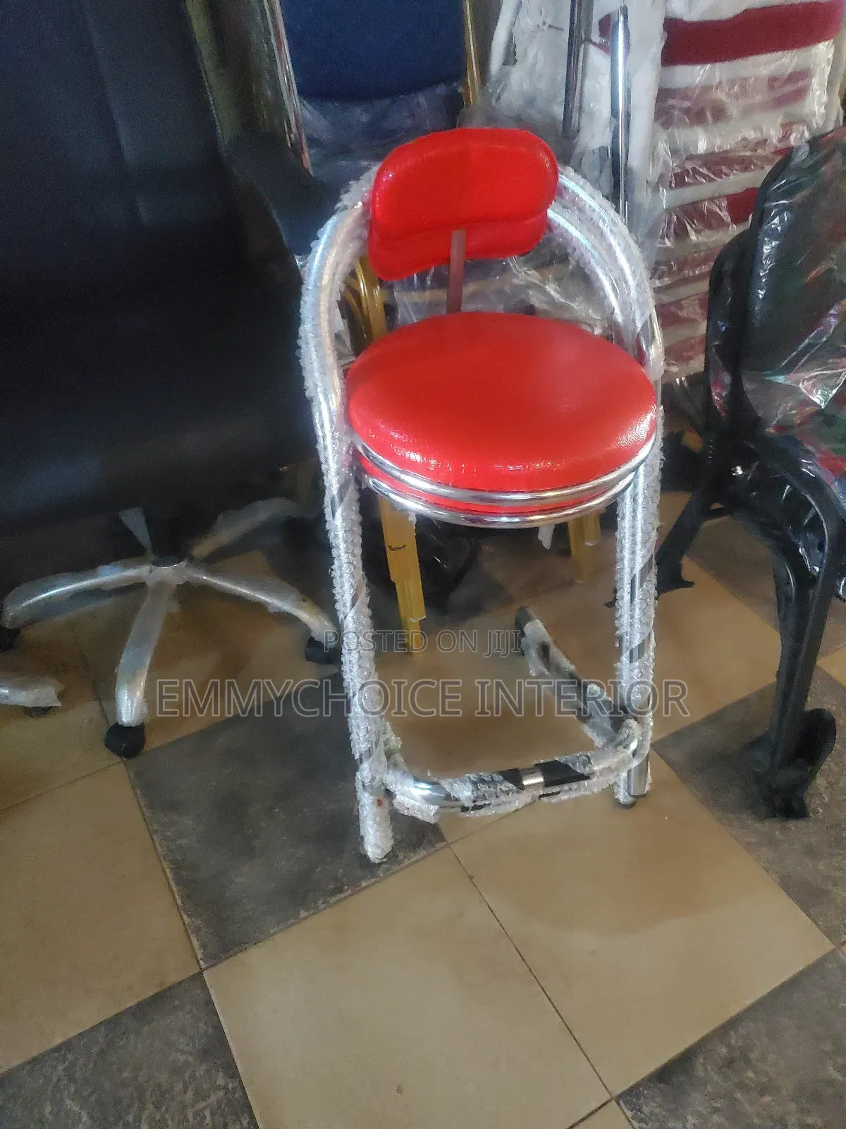 High Stool With Metal Base