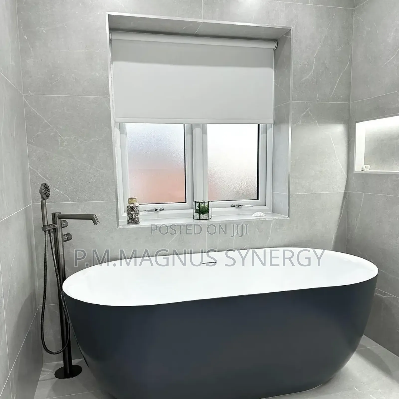 England Standard White Black Shower Bath.