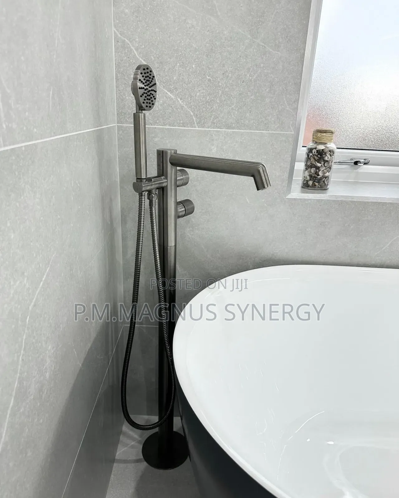 England Standard White Black Shower Bath.