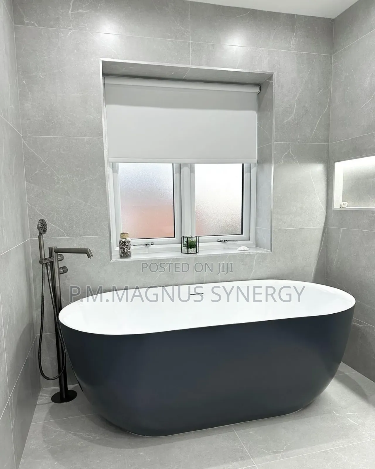 England Standard White Black Shower Bath.