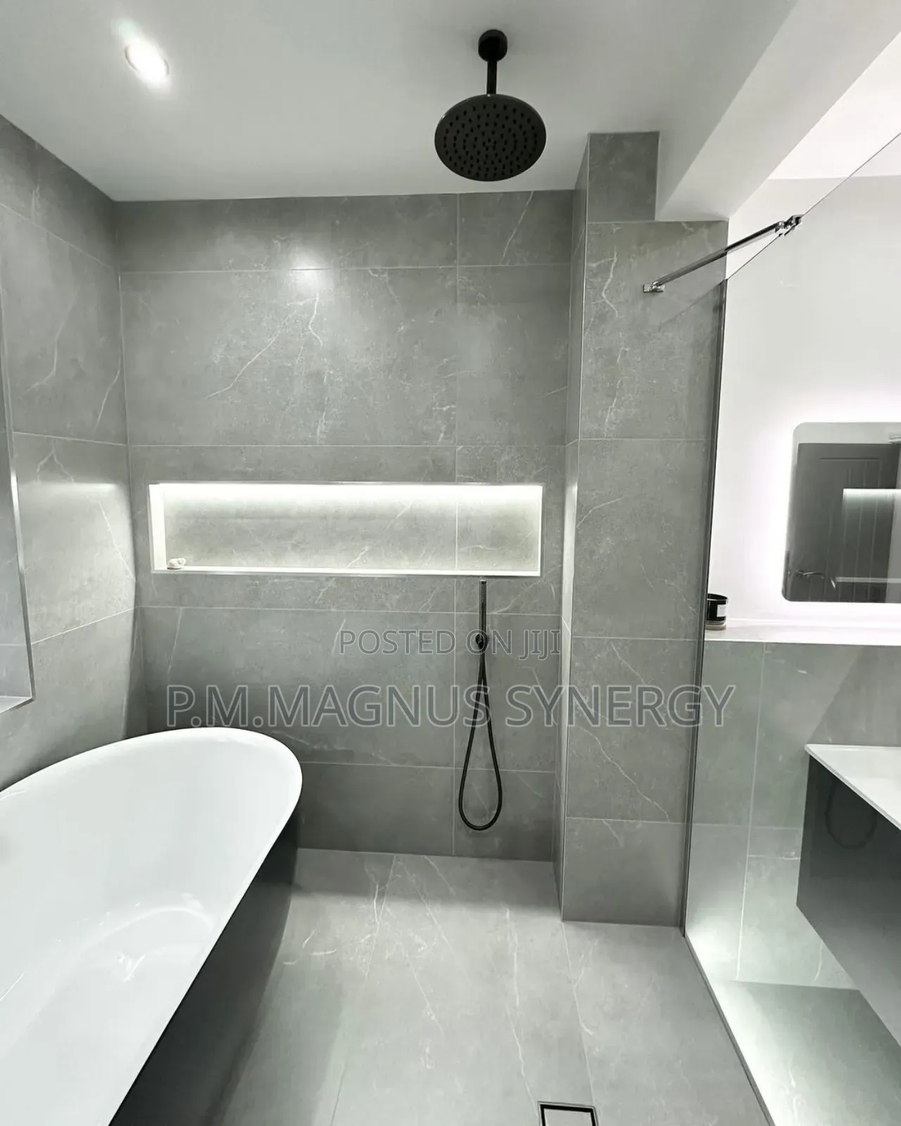 England Standard White Black Shower Bath.