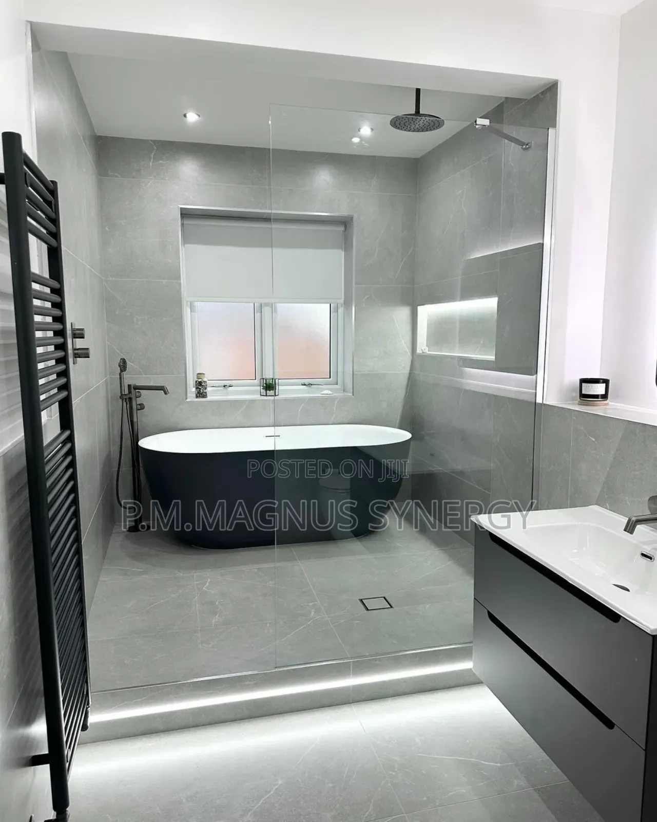 England Standard White Black Shower Bath.