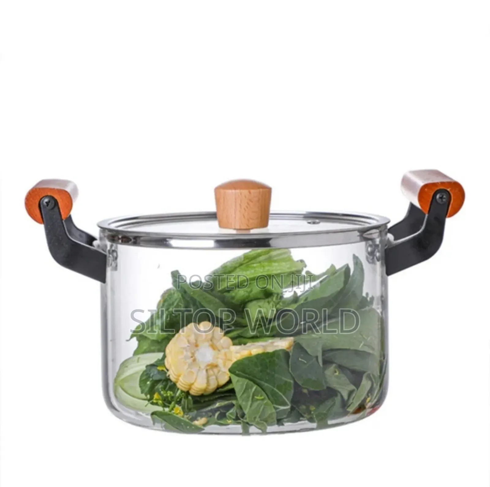 Borosilicate Glass Stockpot With Wooden Handles 3.5L