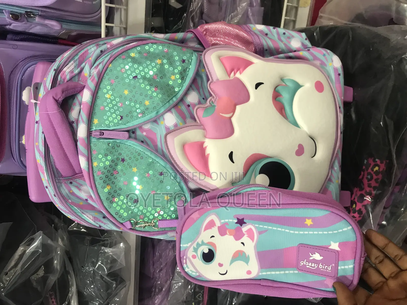 High Quality Glossy Bird Trolley School Bags