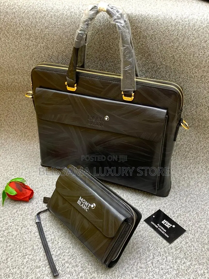 Genuine Leather Luxury Mont Blanc Laptop Bag/Men Purse