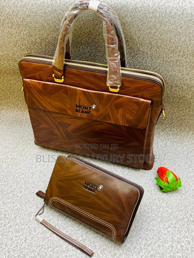 Genuine Leather Luxury Mont Blanc Laptop Bag/Men Purse