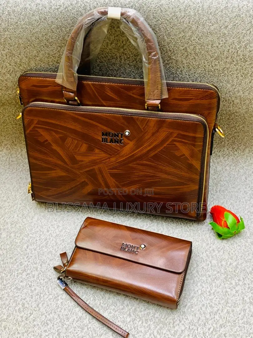 Genuine Leather Luxury Mont Blanc Laptop Bag/Men Purse