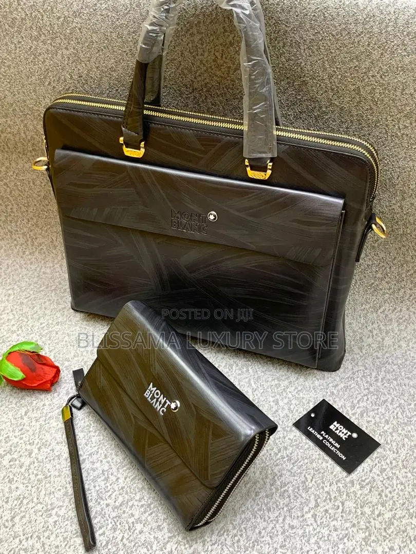 Genuine Leather Luxury Mont Blanc Laptop Bag/Men Purse