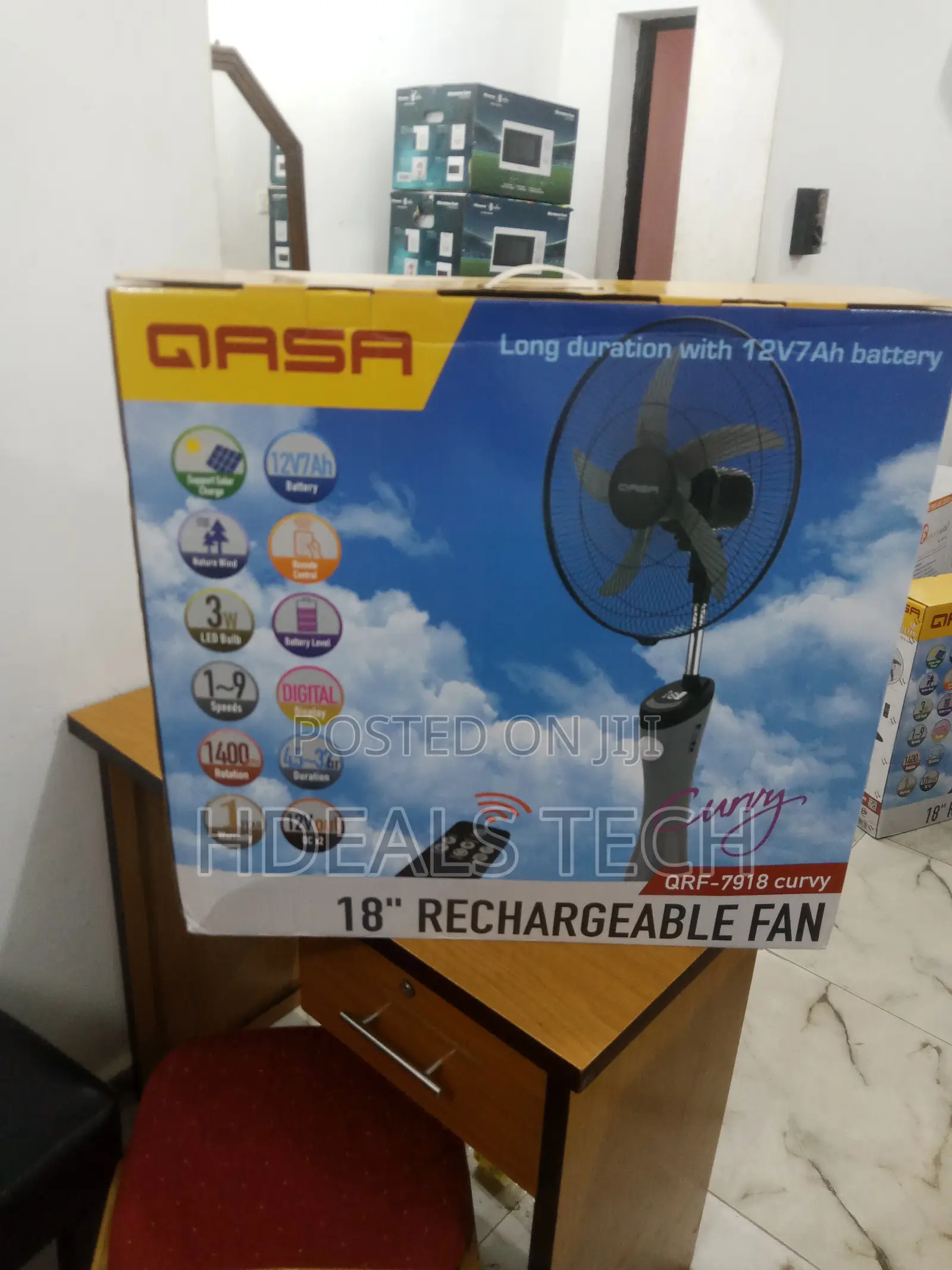 Long Last QASA 18 Inches Rechargeable Standing Fan