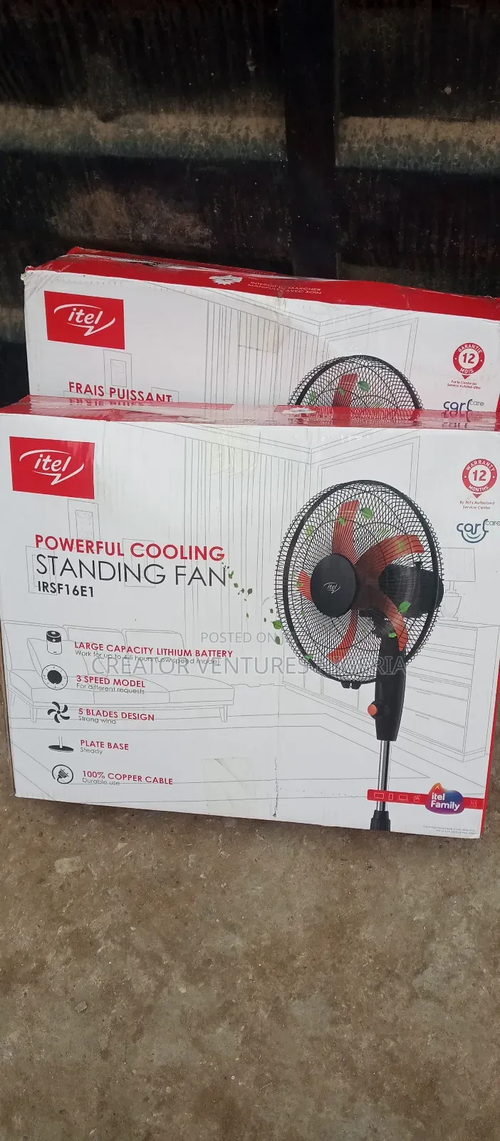 STANDING FAN Itel Dc/Ac Solar 16" Rechargable , Fully Copper
