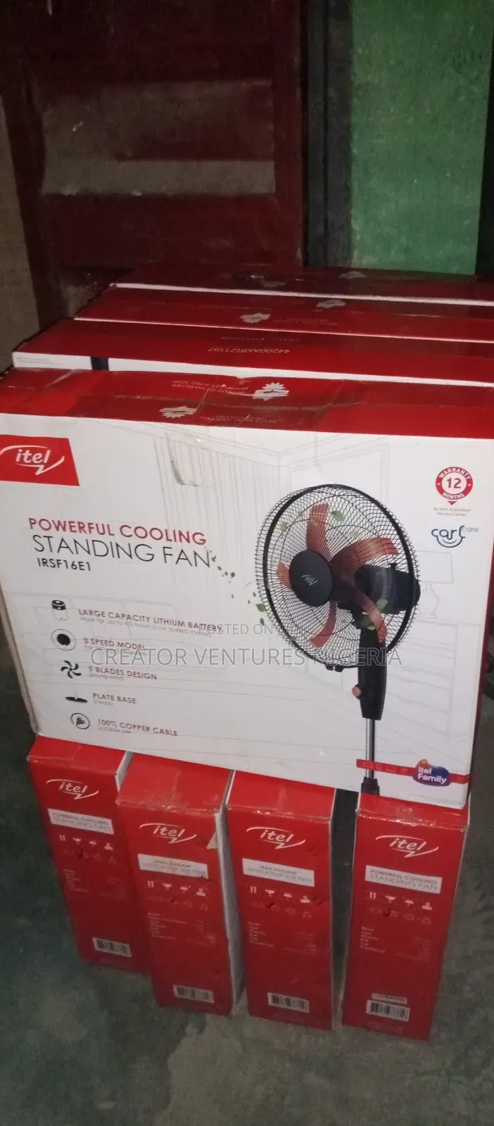 STANDING FAN Itel Dc/Ac Solar 16" Rechargable , Fully Copper