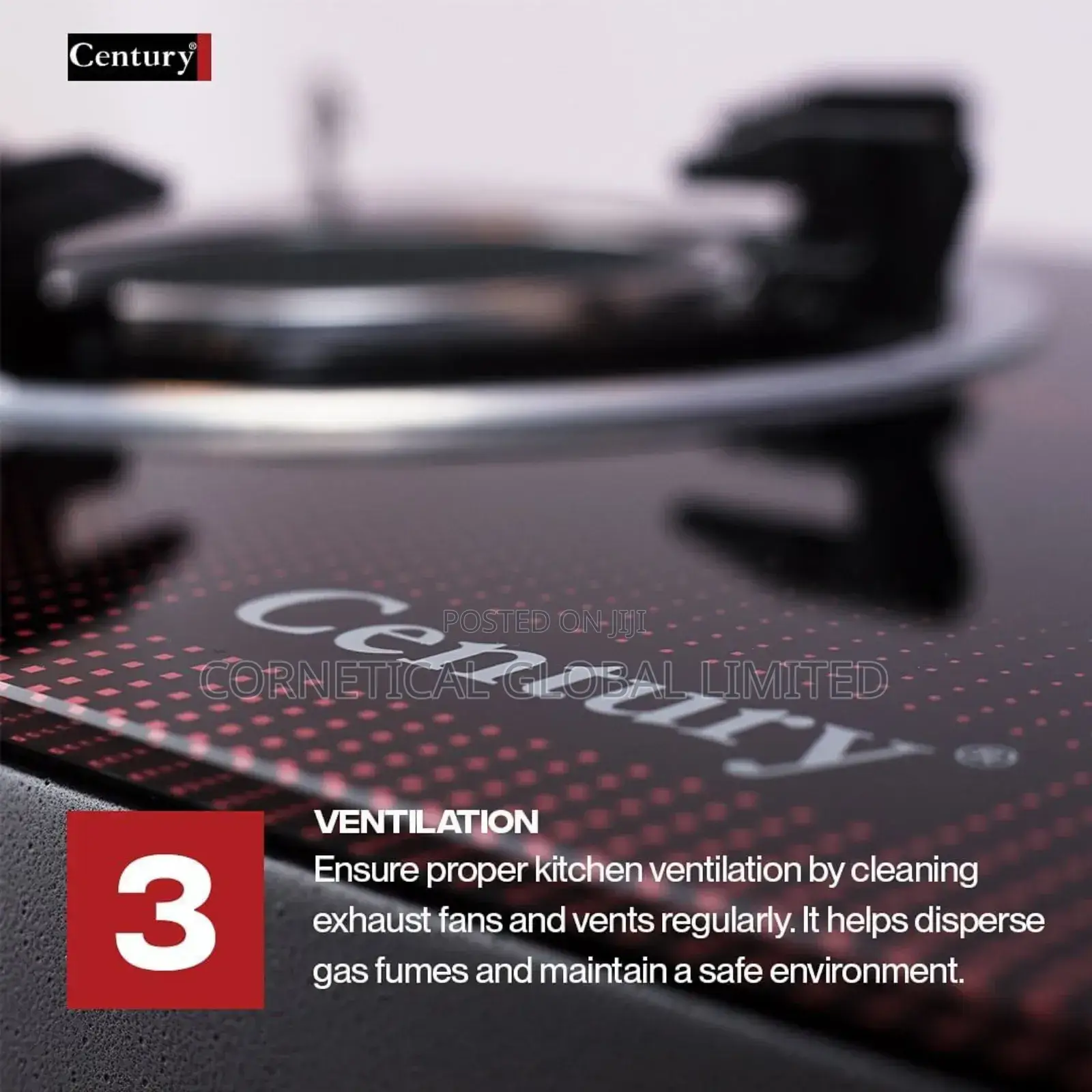 Century Glass Table Top Gas Stove Cooker 2 Burner