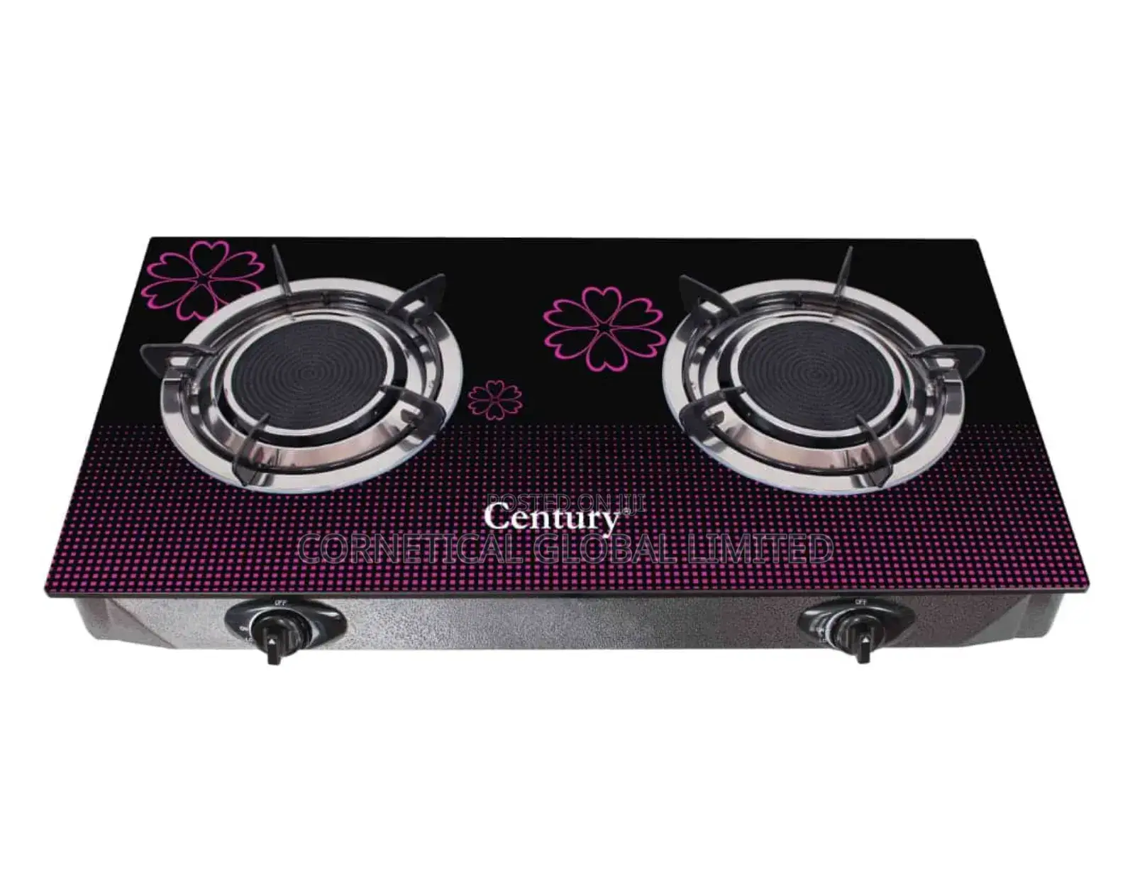 Century Glass Table Top Gas Stove Cooker 2 Burner