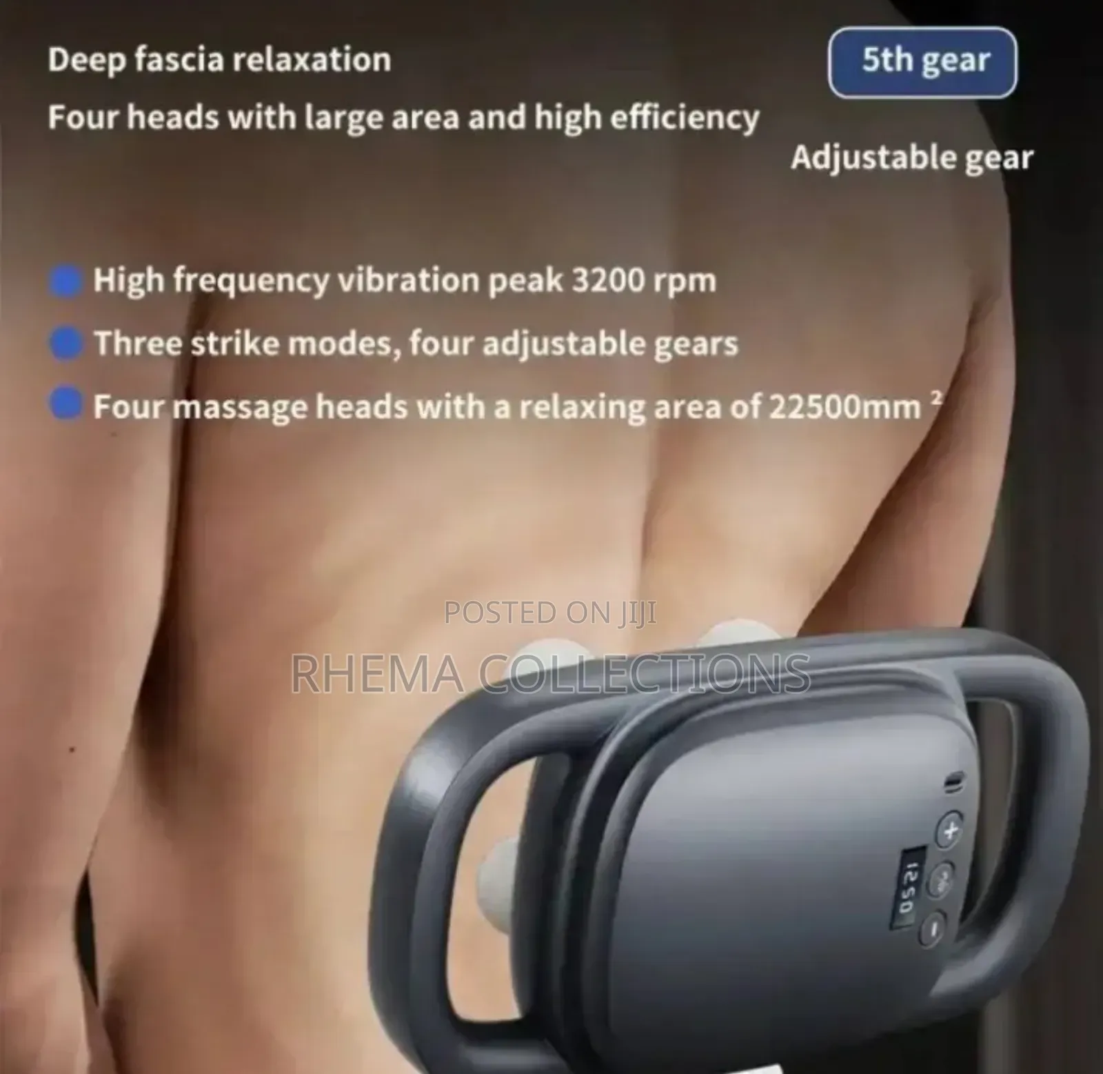 Multifunctiona 4-Head Deep Tissue Stress Relief Massage Gun