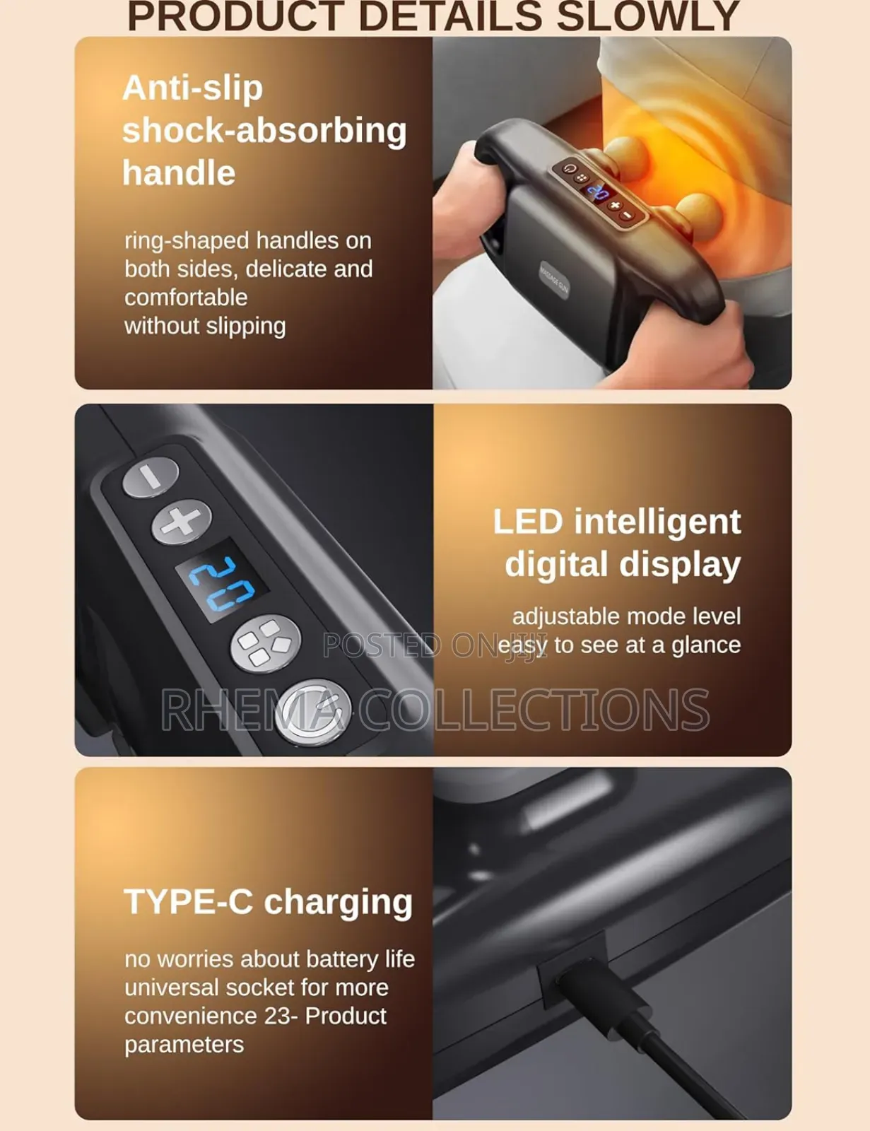 Multifunctiona 4-Head Deep Tissue Stress Relief Massage Gun