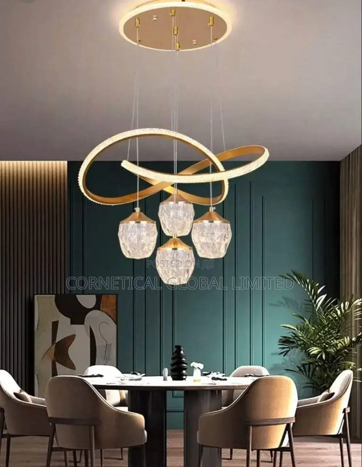 Modern Luxury Crystal Led Chandelier Four Drop Pendant Light