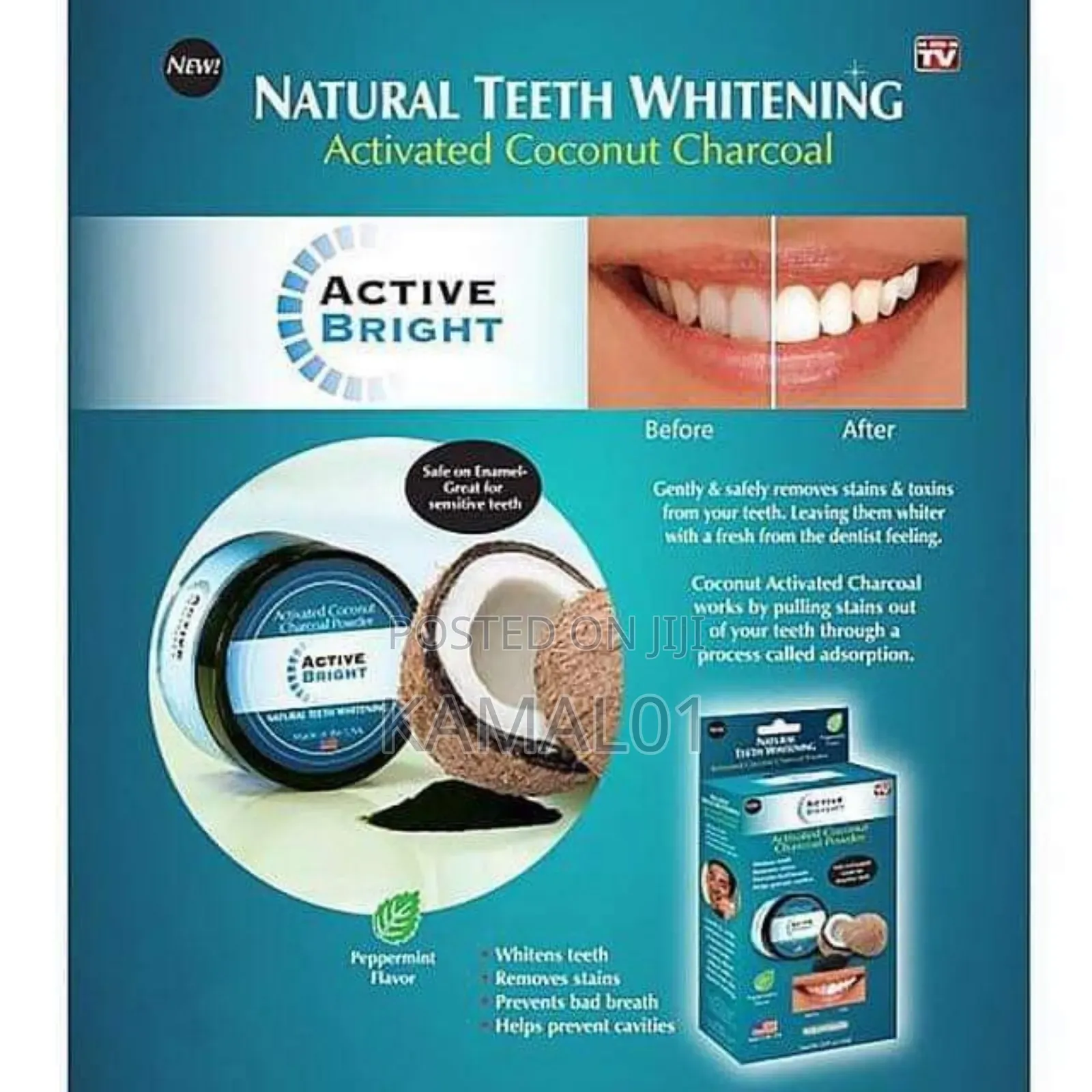 Active Bright Charcoal Teeth Whitening Powder