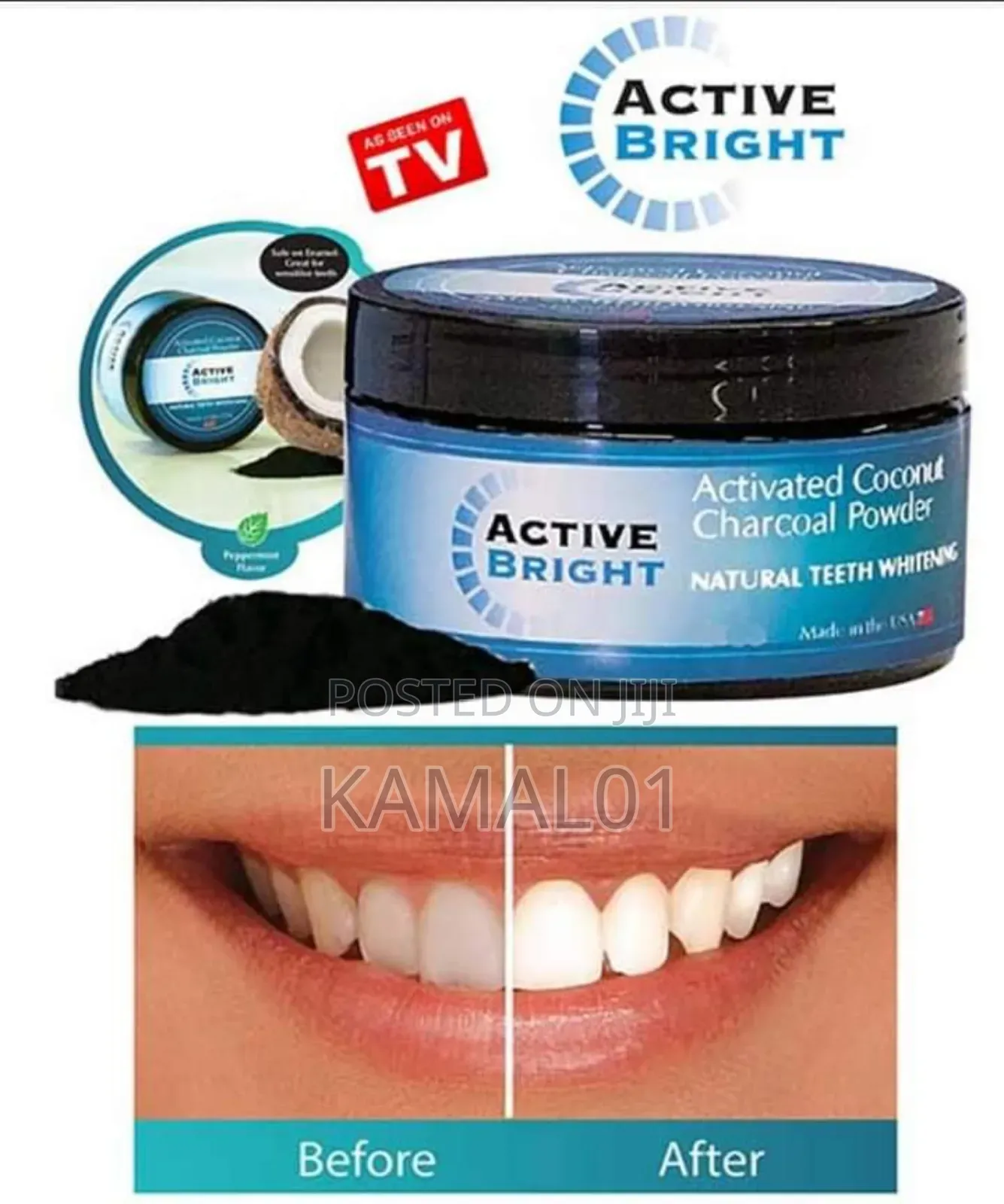 Active Bright Charcoal Teeth Whitening Powder