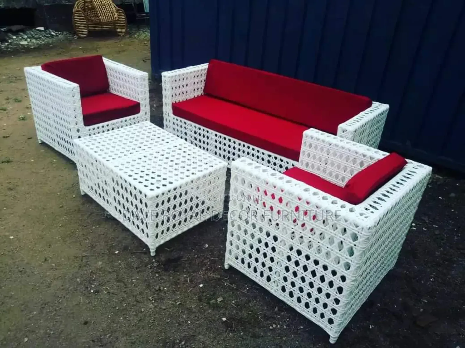 White Color Ratan Chair and Table.