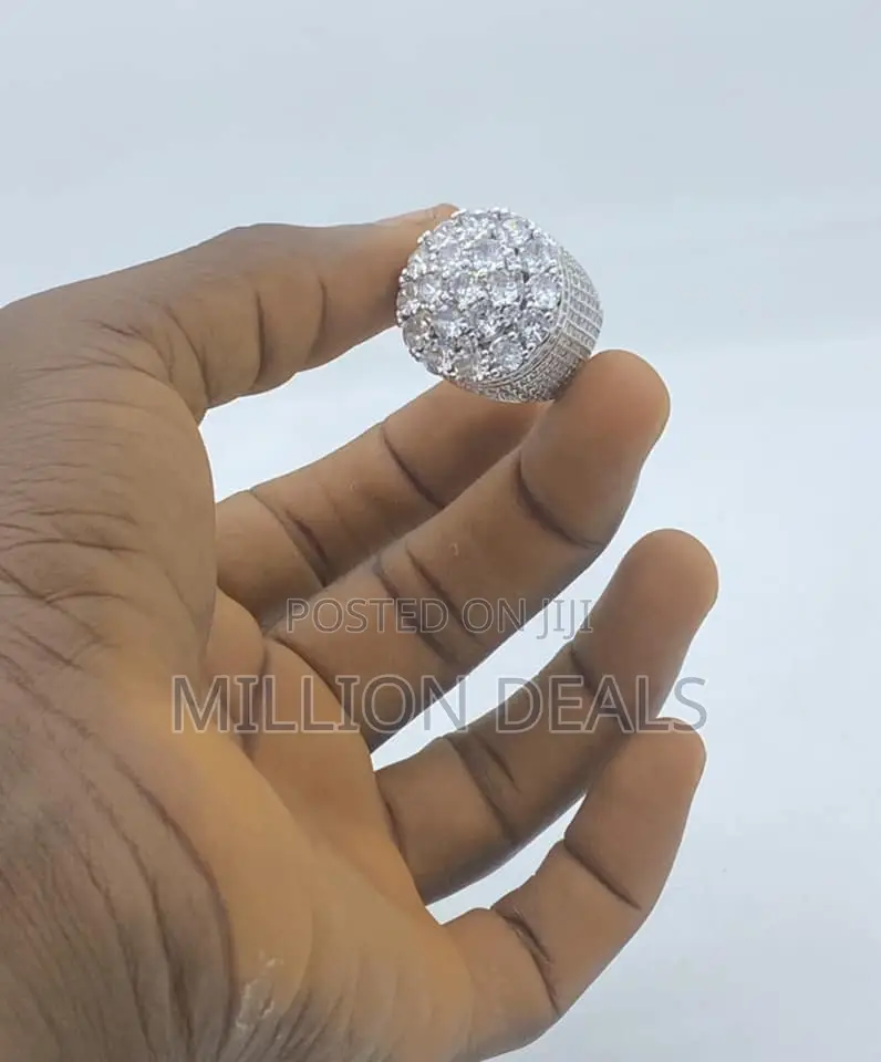 Dotted Iced Luxury Men's Silver Ring