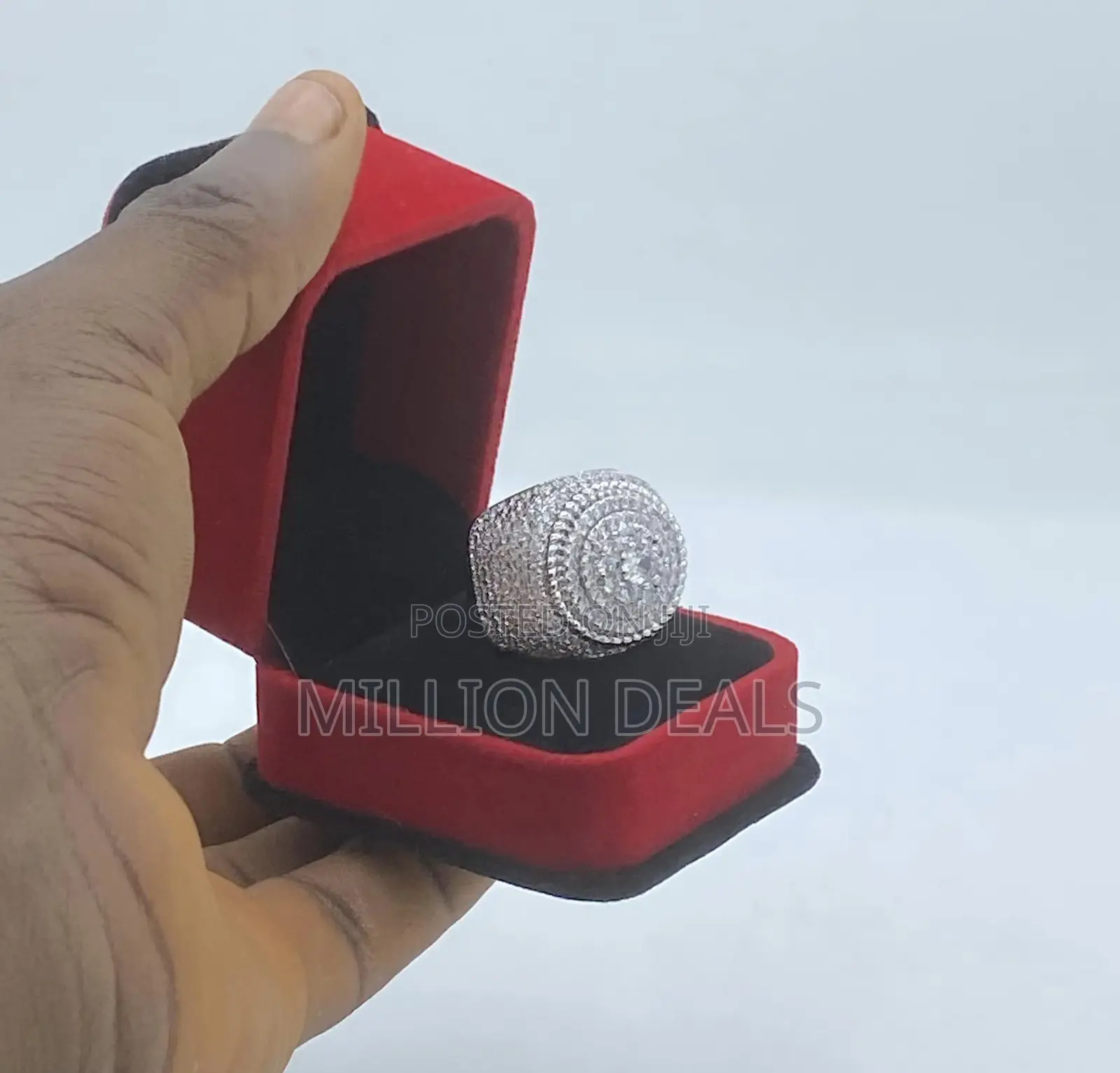 Styled Iced Unique Men's Ring Silver
