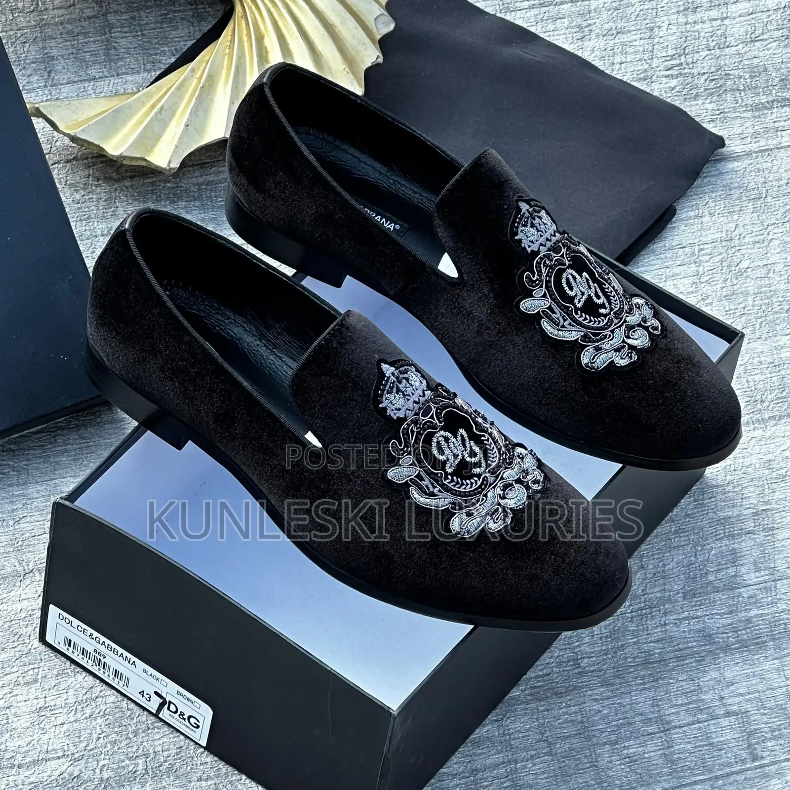 Original Dolce Gabbana Men Suede Loafers Shoe Collections