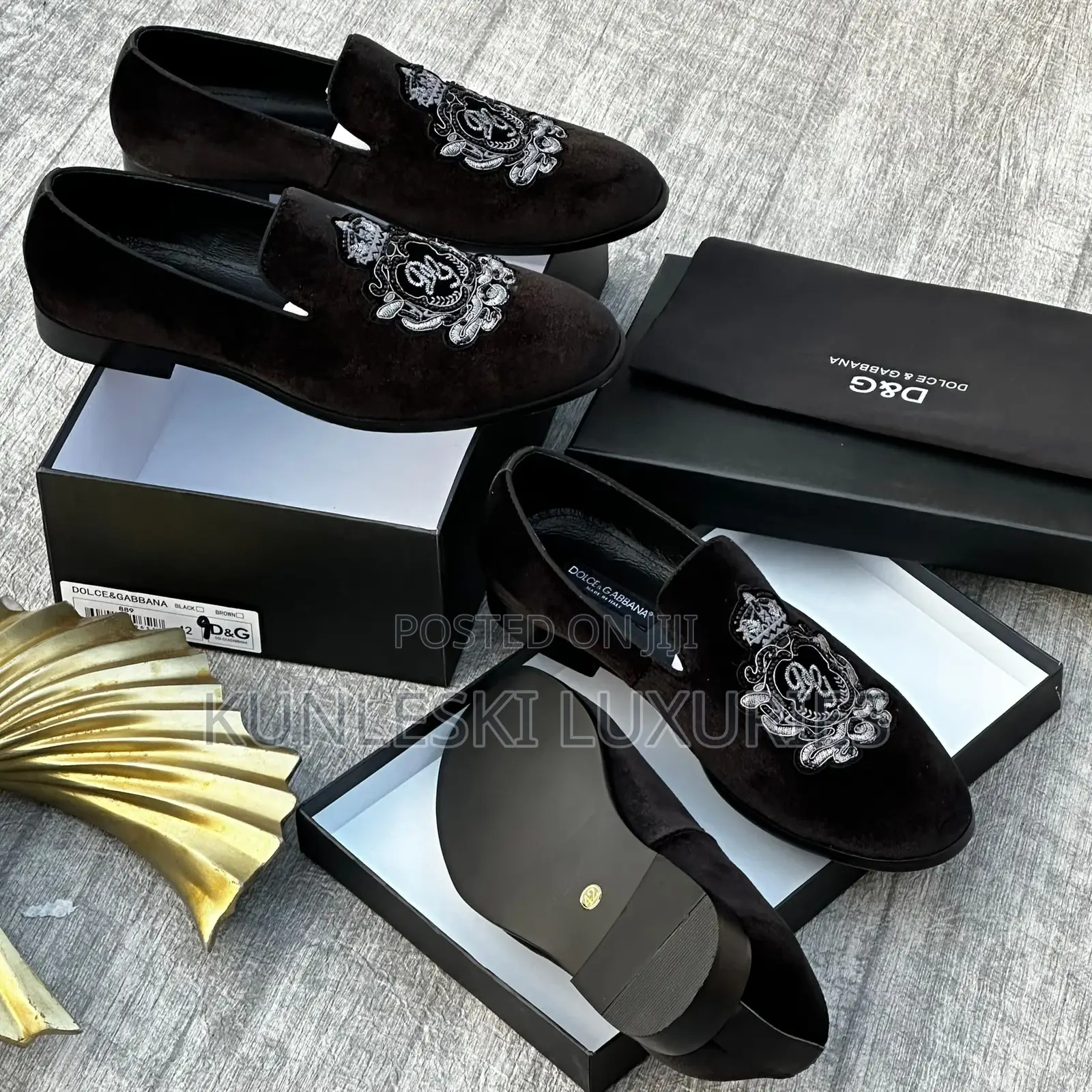 Original Dolce Gabbana Men Suede Loafers Shoe Collections
