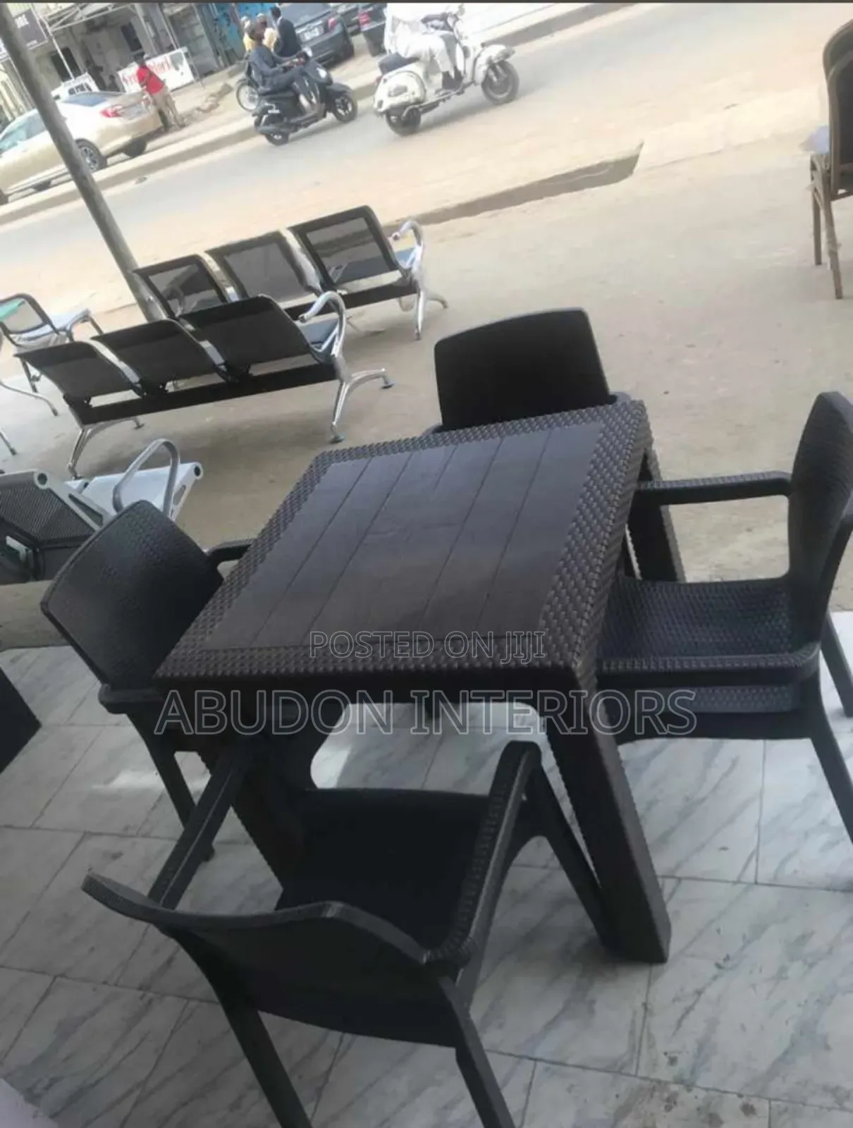 Black 4 in 1 Outddor Table and Chair