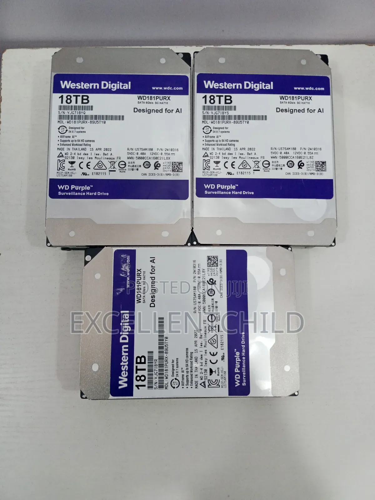 18tb Wd Purple Surveillance HDD Desktop Design for Ai