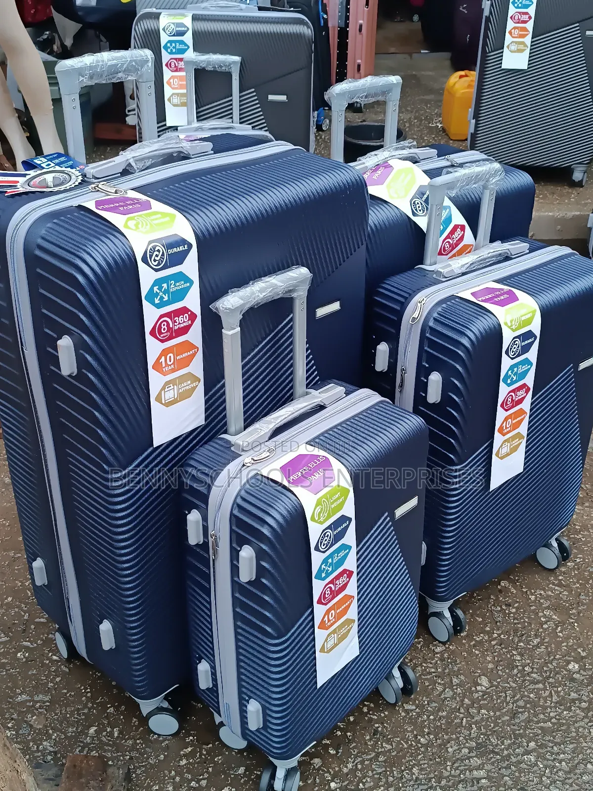 Set of 4 Strong Rubber Plastic Travelling Luggage Boxes
