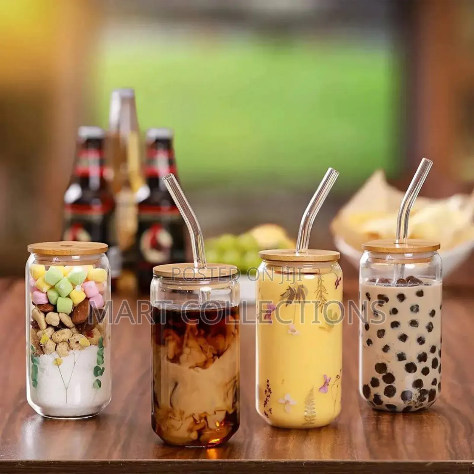 Transparent Glass Cup Straw
