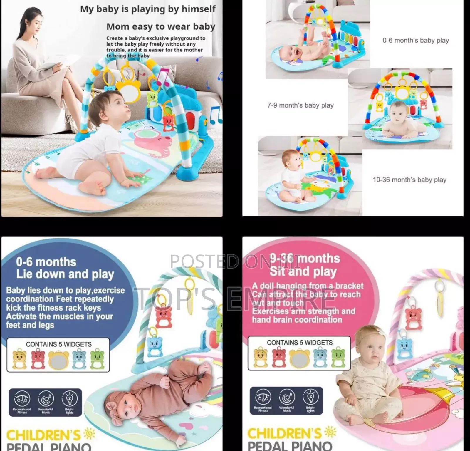 Baby Piano Gym Play Mat – Music, Lights Toys (0–36m)