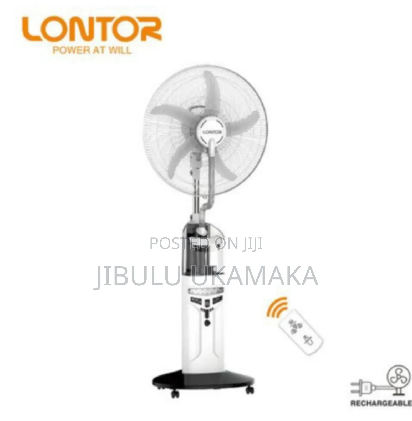 Lontor 16 Inces Rechargeable Mist Fan