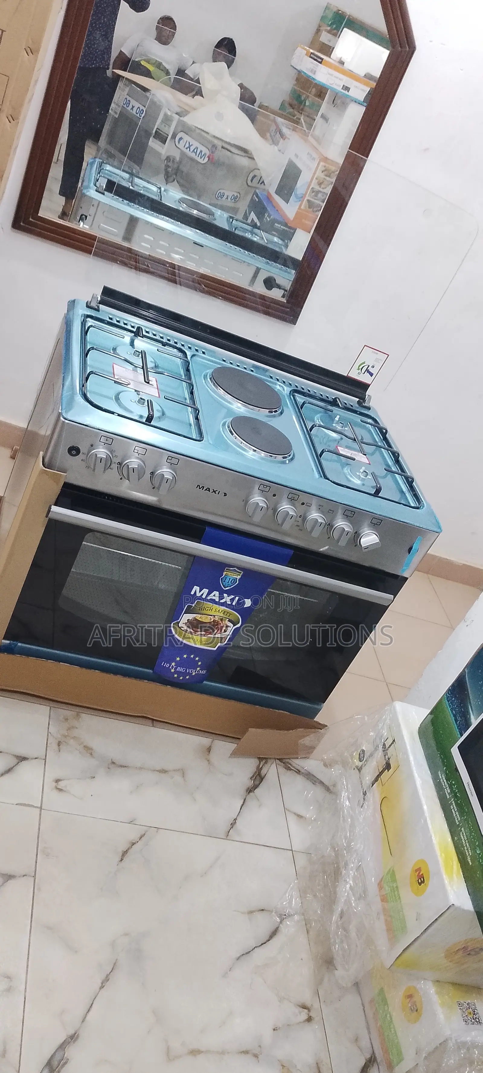 Maxi 60X90 (4+2) Burner Gas Cooker INOX- Double Oven Glass