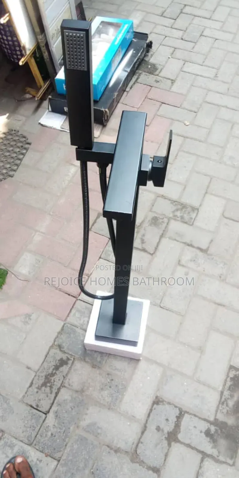 Black Square Freestand Bathtub Mixer
