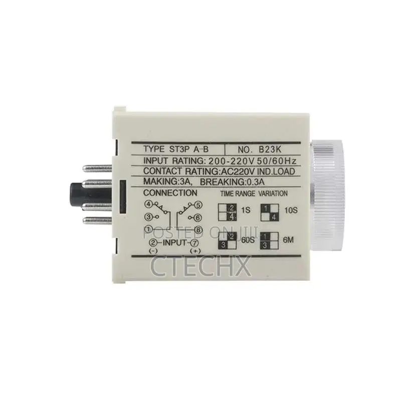 ST3P a-B AC220V 1 Second to 6 Minutes Timer Delay Relay