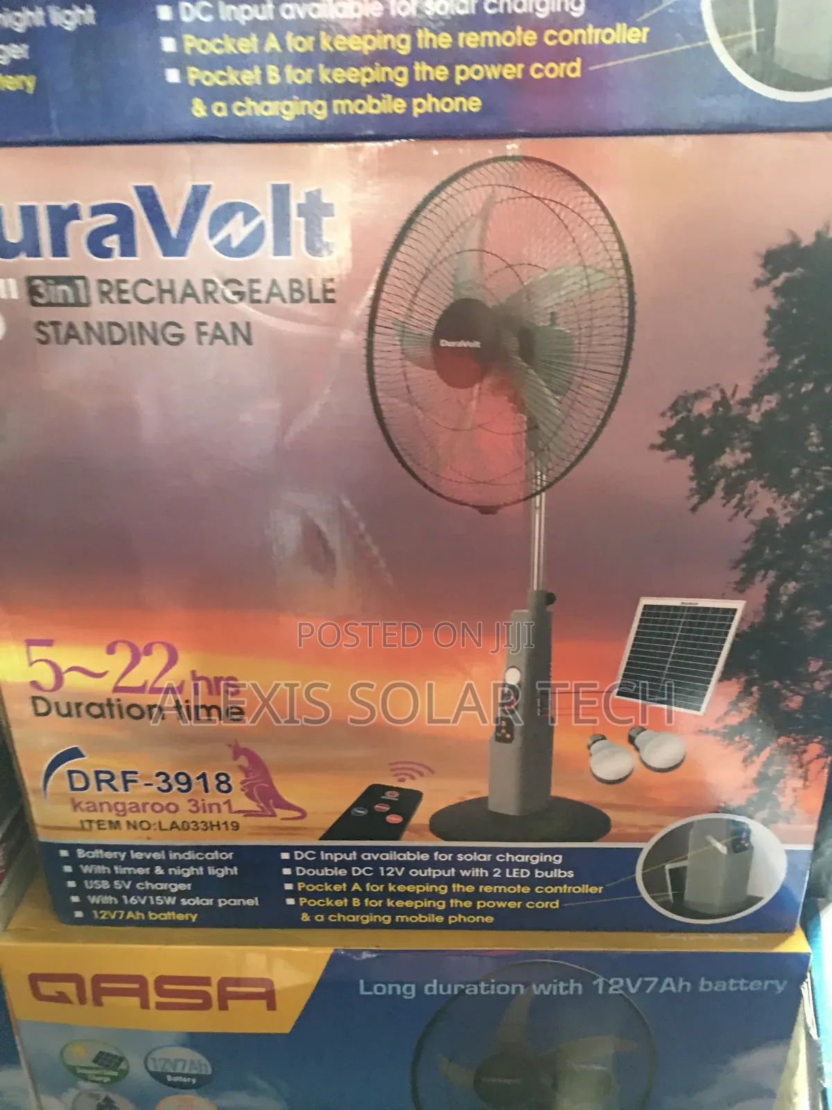 18inches Duravolts Solar Rechargeable Fan