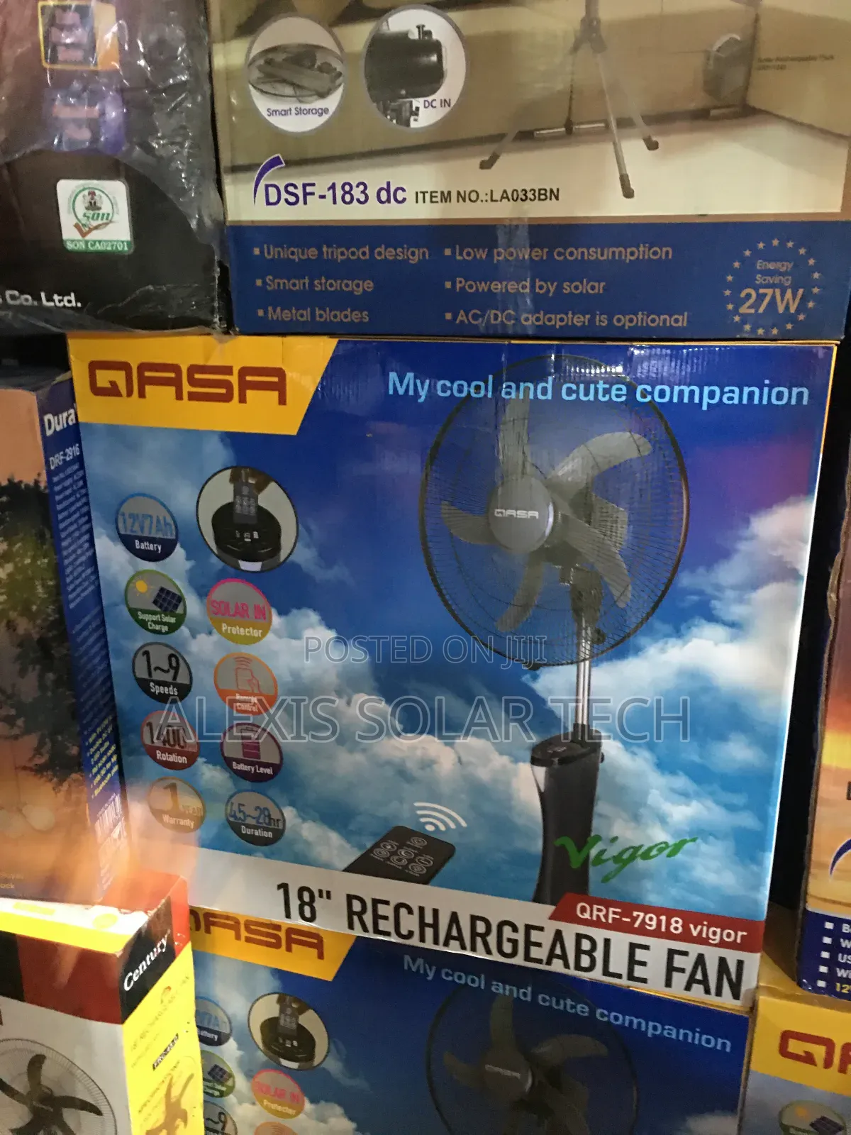 Qasa 18inches Solar Rechargeable Fan
