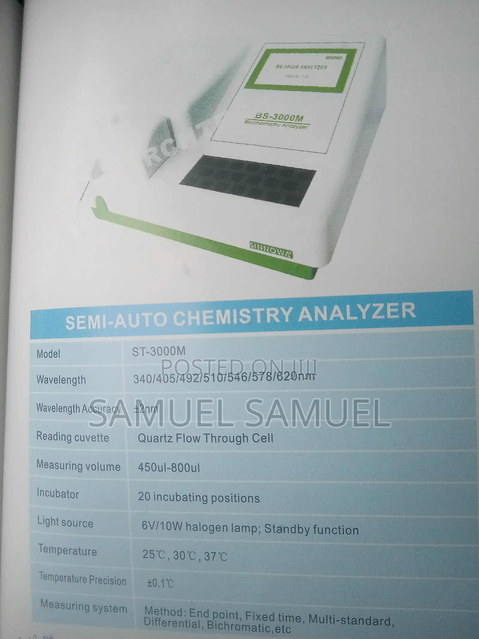 Semi Automatic Chemistry Analyzer (ST-3000M)