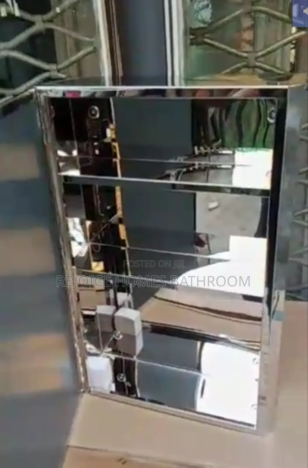Luxury Stainless Steel Wall Hung Storage Mirror With Shelve