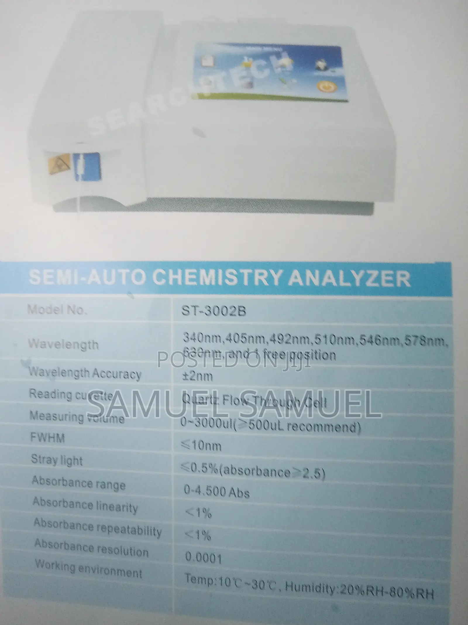 Semi Automatic Chemistry Analyzer (ST-3000M)