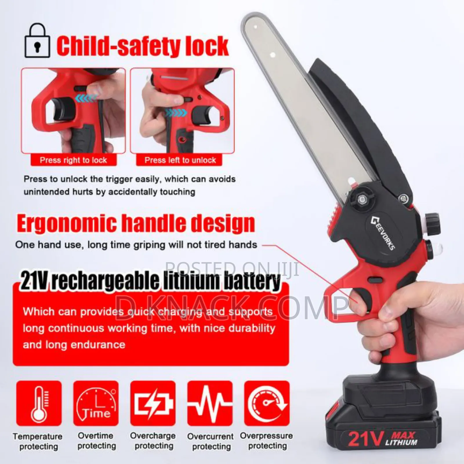 8 Inches Portable Electric Pruning Chainsaw - 21V