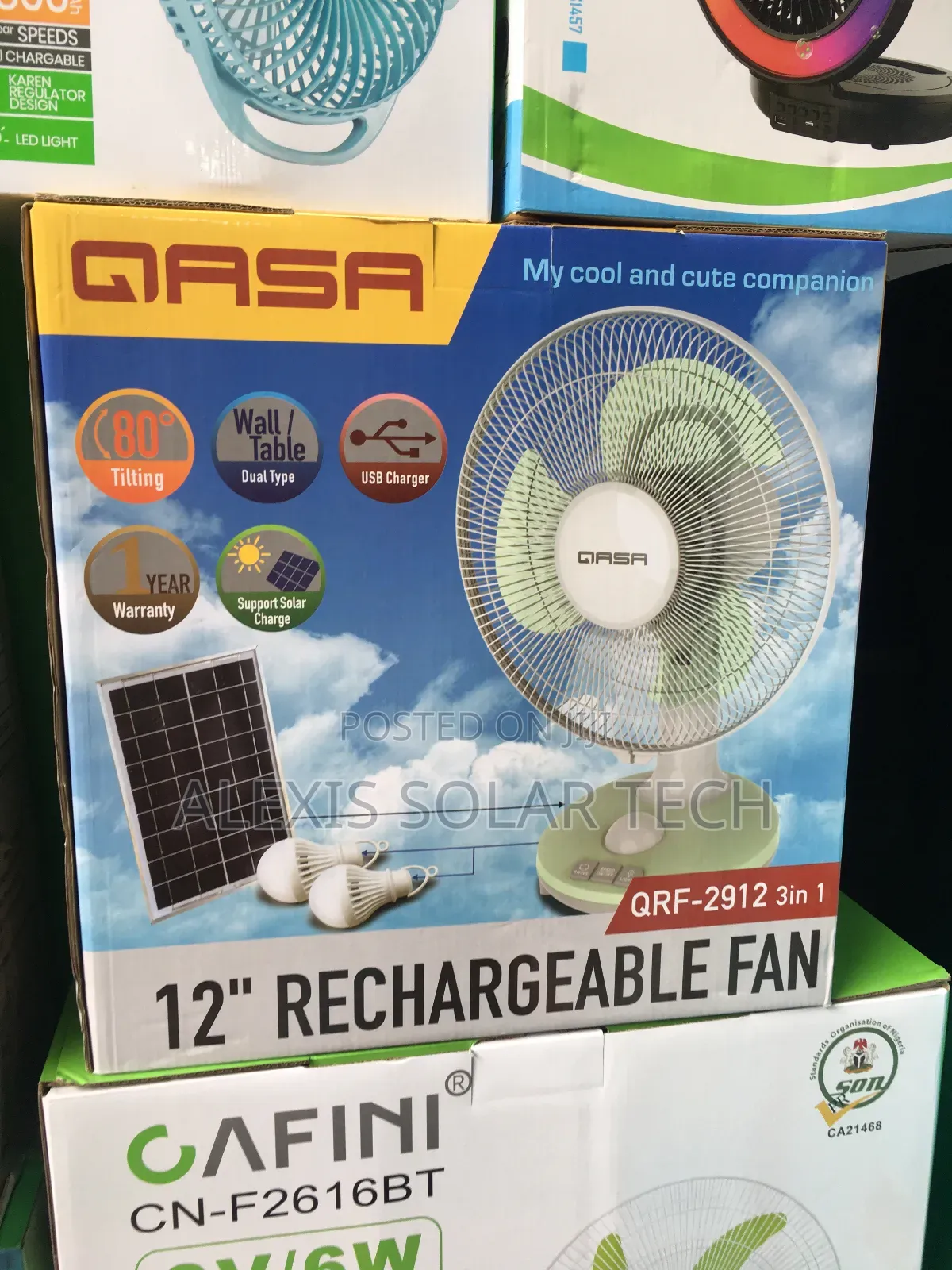 Rechargeable Solar Fan 12inches