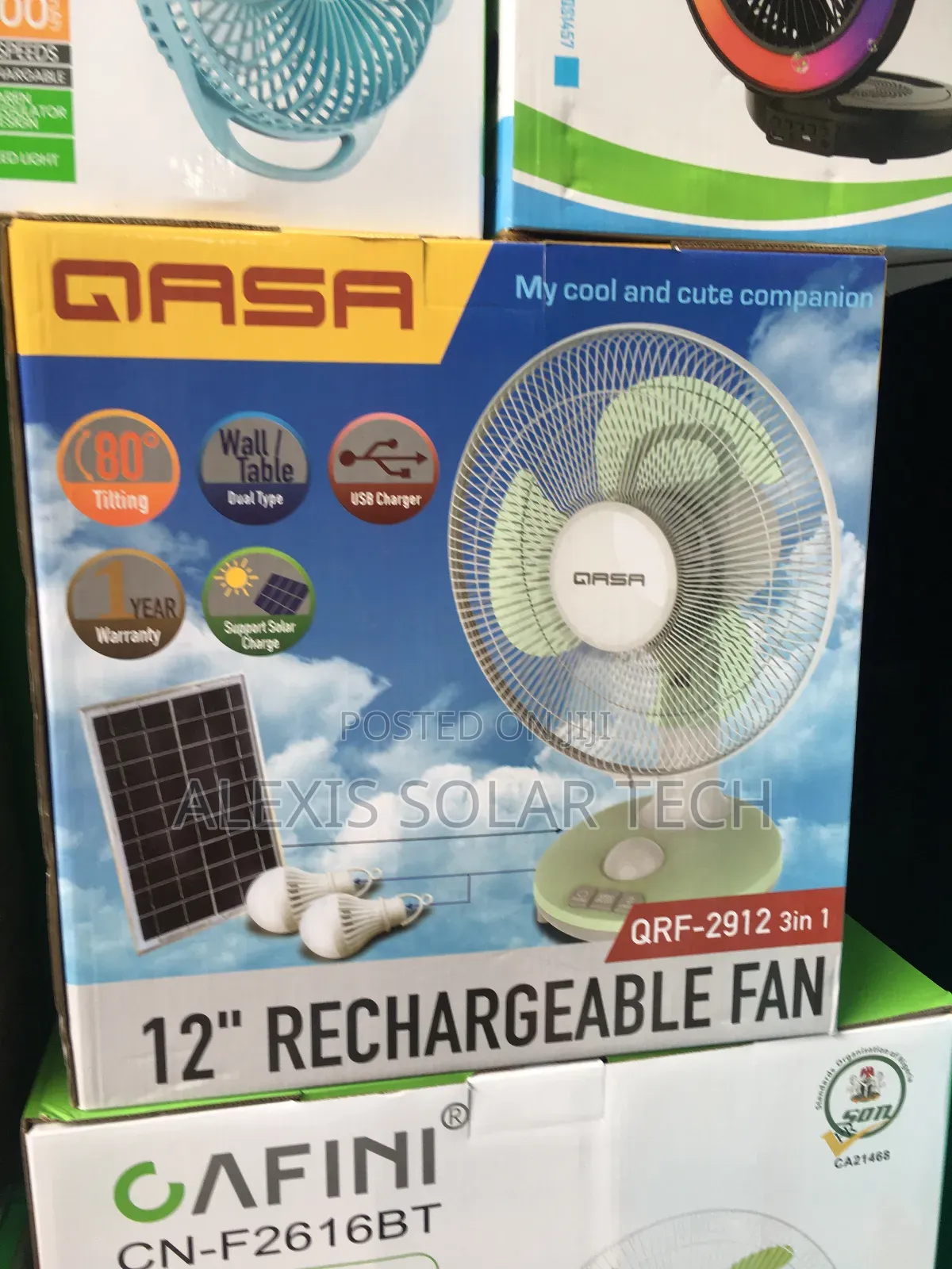 Rechargeable Solar Fan 12inches