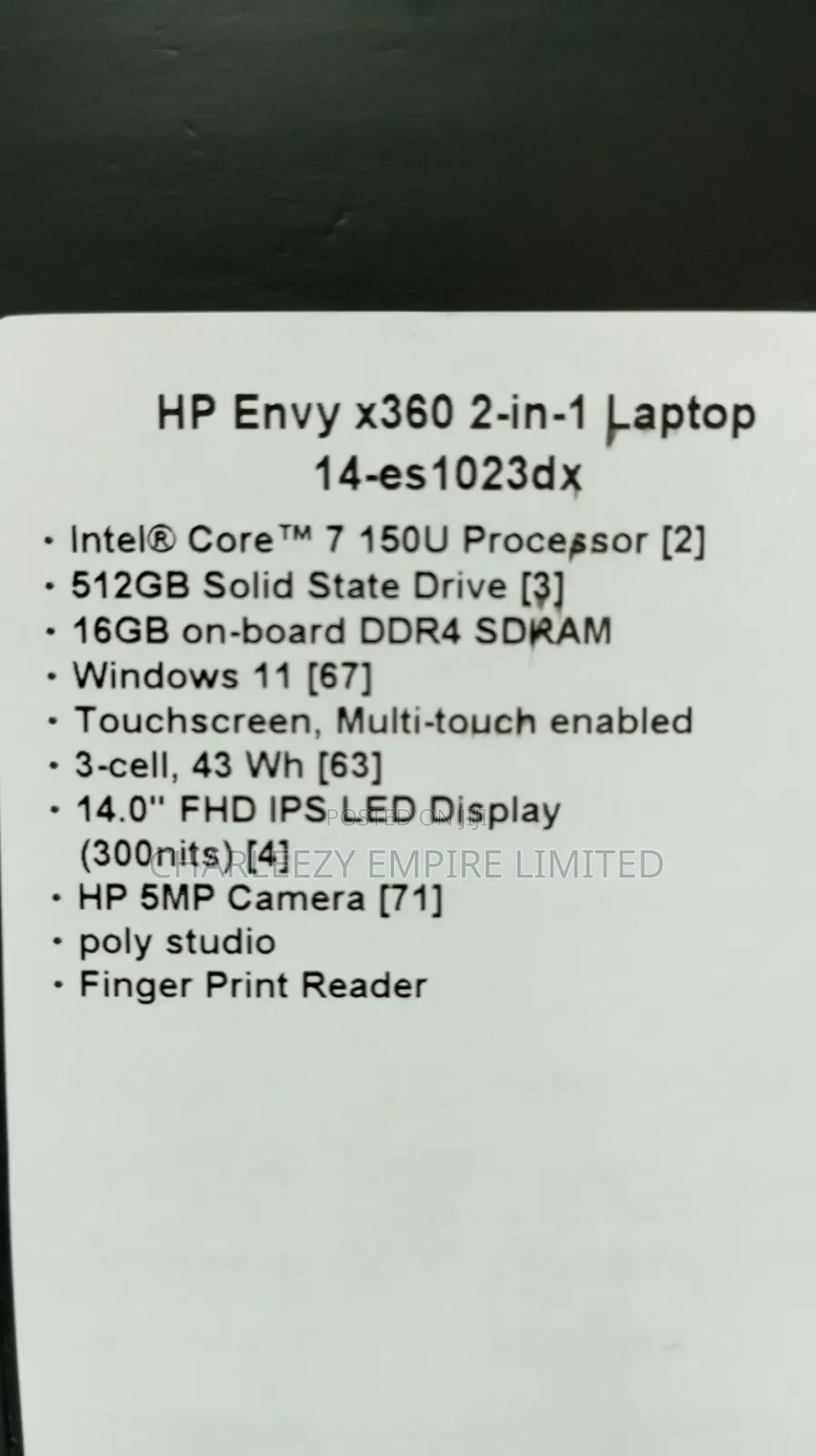 New Laptop HP Envy X360 16GB Intel Core I7 SSD 512GB